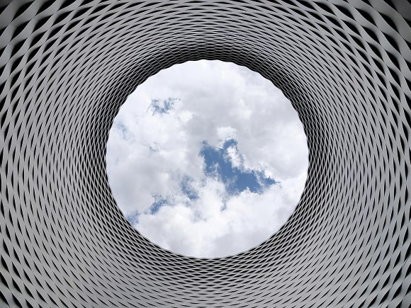Abstract art with sky in the background